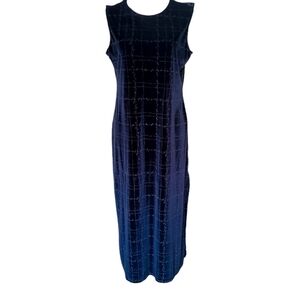 Central‎ Park West Dress Size Medium Midnight Black Silver Glitter Pattern